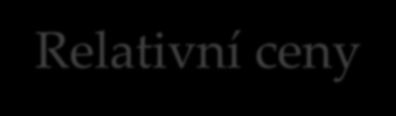 Relativní ceny Ceny všech statků v koši lze vztáhnout k ceně jednoho statku Ten se stává de facto účetní jednotkou numeraire (český ekvivalent není) Mějme například rozpočtové