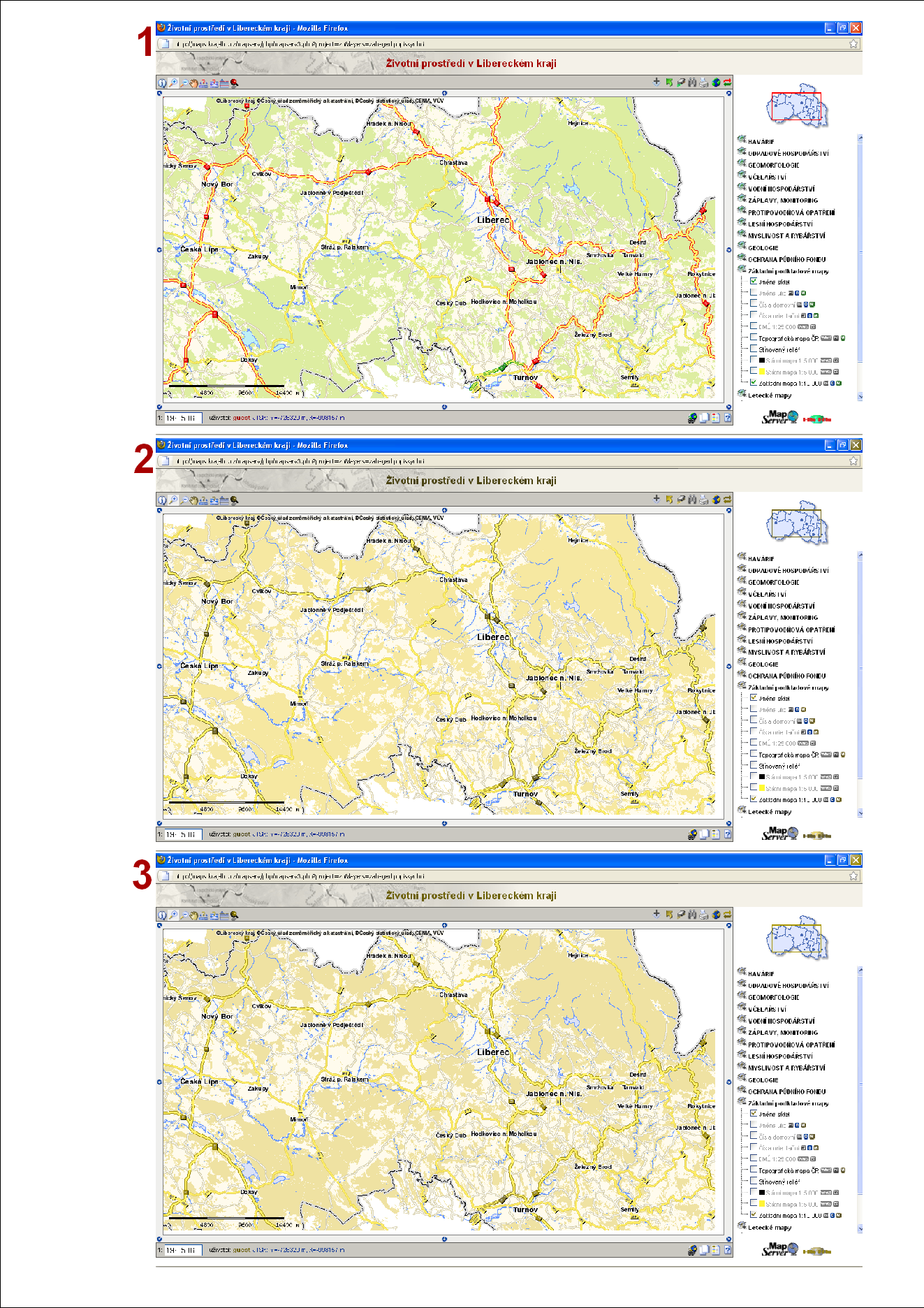 WEBOVÝ MAPOVÝ SERVER ŽIVOTNÍHO PROSTŘEDÍ LIBERECKÉHO KRAJE Obr.