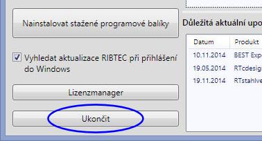 Po ukončení procesu instalace se prostředí automatických aktualizací opět aktivuje a zobrazuje aktuální stav. 2.