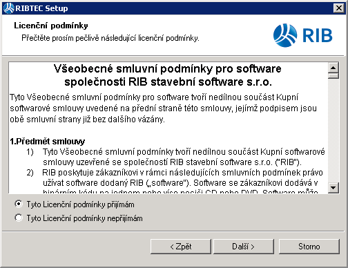 Vlastní instalace vybraných produktů RIBTEC strana 6 Instalace síťového klienta 1.4 Vlastní instalace vybraných produktů RIBTEC Další kroky probíhají v již spuštěném Instalačním asistentovi.