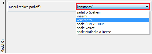 Program obsahuje více možností stanovení modul reakce podloží.