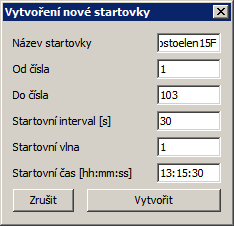 9.2. VYTVOŘENÍ NOVÉ STARTOVKY (a) Aplikace ME Startlist po spuštění (b) Vytvoření nové startovky (c) Formulář pro vytvoření nové startovky (d) Příklad vyplněného formuláře pro vytvoření nové