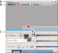 INCOPY CS3 16 Změna konfigurace panelu nástrojů Nástroje můžete zobrazit v panelu nástrojů v jednom sloupci nebo vedle sebe ve dvou sloupcích.