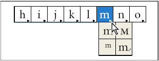 INCOPY CS3 88 Panel Glyfy přehled na stránce 86 Vložení glyfu z určitého písma 1 Klepnutím pomocí textového nástroje umístěte textový kurzor do místa, kam chcete vložit znak.