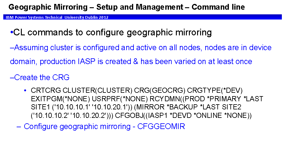 A resilient device cluster resource group (device CRG) contains a list of device configuration elements (disk pools).