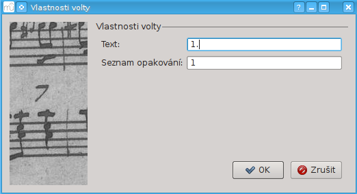 Přehrávání Někdy se opakování přehrává více než dvakrát. V obrázku výše ukazuje text volty, že se má přehrát pětkrát, než se bude pokračovat.