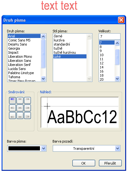 Texty Vložení textů Texty 1. Kliknutím myši na symbol textu v pravé liště nástrojů je aktivován režim pro psaní textu. Kurzor myši změní na výkrese svůj tvar na tužku. 2.