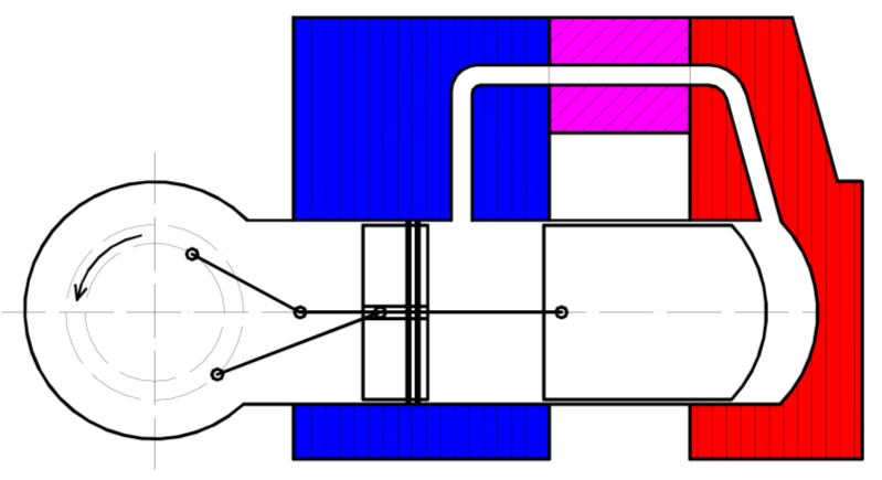 Stirlingův motor - princip 74/82 modifikace β klasická modifikace patentovaná R.