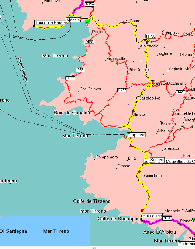 Propriano RG 210, mapa RG 211 - prehistorické