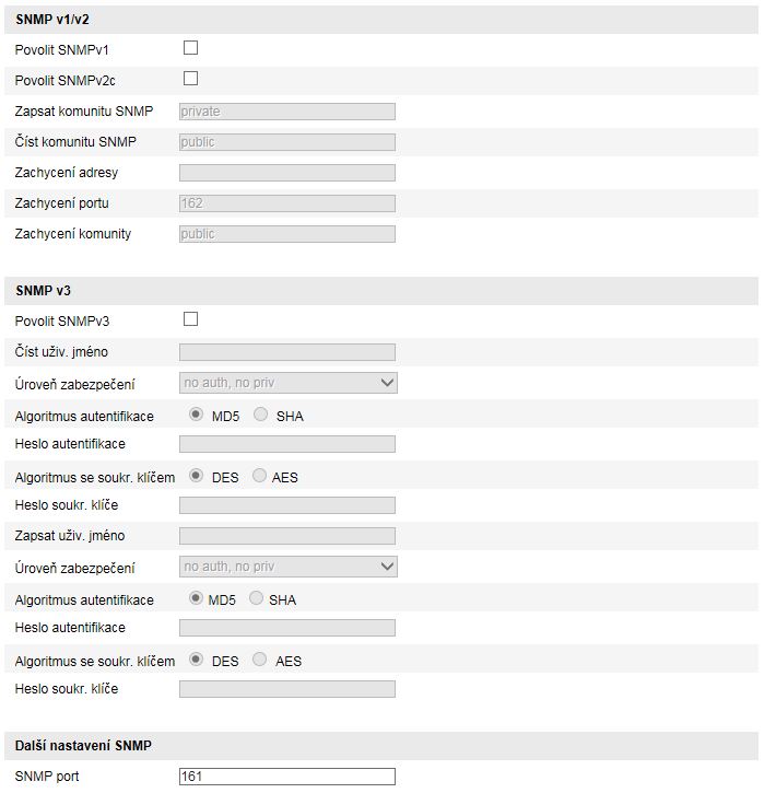 1. Vstupte do rozhraní nastavení SNMP: Konfigurace > Rozšířená konfigurace > Síť > SNMP Figure 6-11 Nastavení SNMP 2.