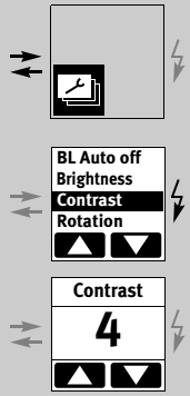 6.4.3. Nastavení kontrastu Kontrast dotykového displeje lze nastavit v devíti úrovních. Nastavení: Pomocí tlačítka (15) otevřete Menu. Stiskněte tlačítko.