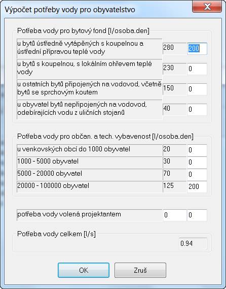 Materiál: Výběr materiálu se provádí pouze výběrem ze seznamu v okénku: Přidávání a změny materiálu potrubí jsou popsány v samostatné kapitole.