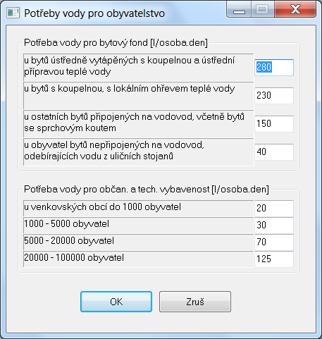 Kapitola 17 Doplňování materiálové nabídky (potrubí): Menu programu Nastavení / Potrubí otevírá panel pro doplňování nebo změny nabídky potrubí (viz. Kapitola 6, Parametry větví).