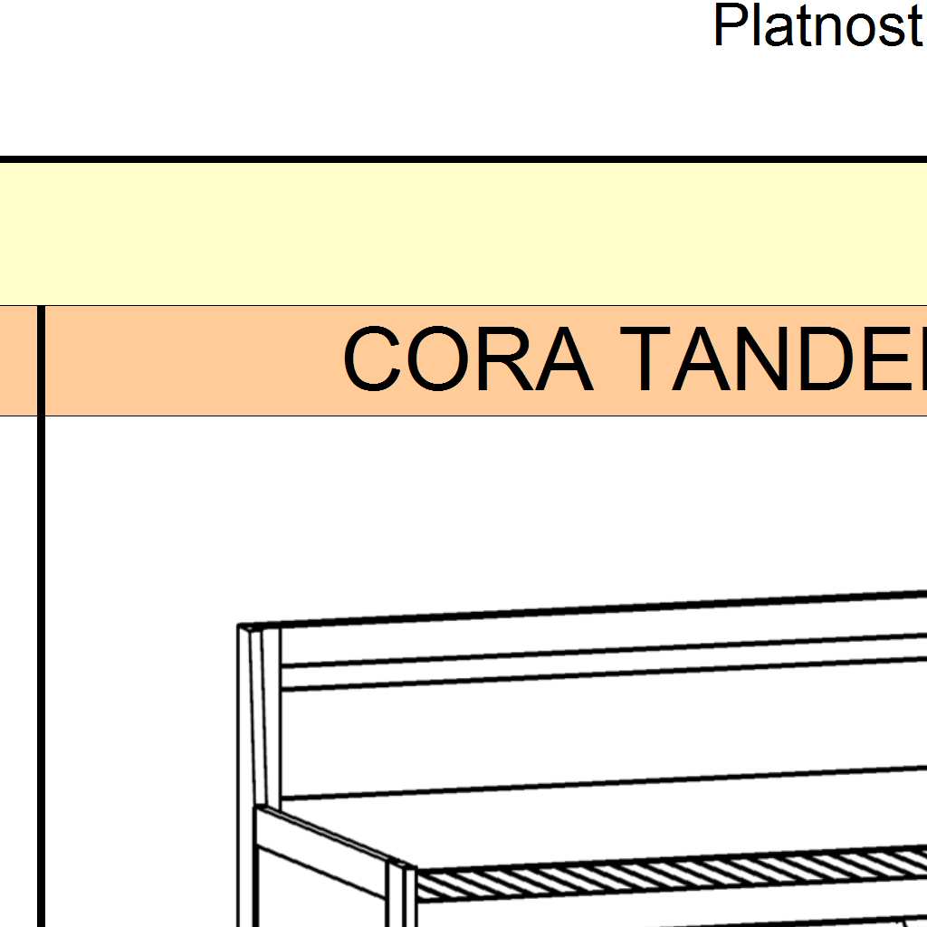 TANDEMY - lehací plocha 90 x 200 cm ve složeném stavu a 180 x 200 cm v rozloženém stavu - vnější rozměr postelí: výška 900 mm, šířka 1008 (1890 rozložená) mm a délka 2080 mm - v ceně postele jsou dva