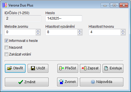 Pomocí tlačítka 0 se konfigurují tlačítka tabla (viz Obr. 36). Každému fyzickému tlačítku tabla (levý sloupec) lze přiřadit libovolné ID/číslo, na které bude v systému volat (pravý sloupec). Lze např.