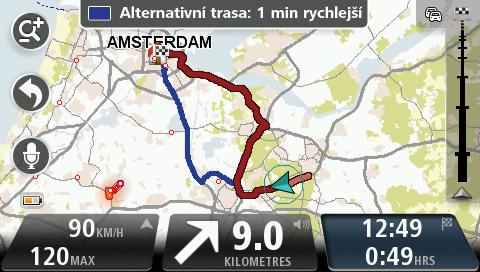 Rychlostní radary poklepáním na tento panel otevřete nabídku Rychlostní radary. Jejím prostřednictvím můžete nahlásit rychlostní radar nebo změnit nastavení upozornění na rychlostní radary.