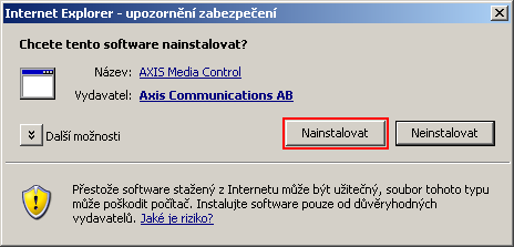 Zobrazení obrazu z kamery LiveView Otevřeme okno internetového prohlížeče a do adresového řádku zadáme IP adresu kamery, kterou chceme ostřit / pozicovat. Obr.