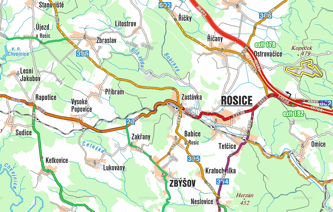 dálniční exity Devět křížů, Ostrovačice a Kývalka. Silnice I. třídy R23 pak zajišťuje významné propojení mikroregionu s městem Brnem a krajem Vysočina. Region disponuje hustou sítí silnic II. a III.