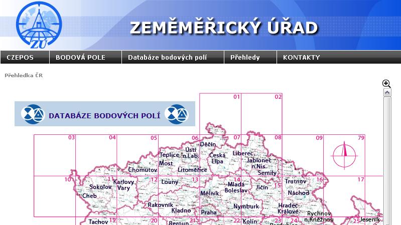 trigonometrických bodech, zhušťovacích bodech a podrobných bodech bodového pole. Dostupné funkce jsou: Triangulační listy PBP číslem PBP k.ú.