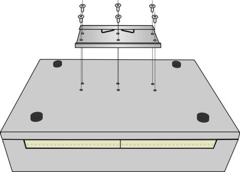 rozvaděči pracovní poloha je vstupní svorkovnicí směrem dolů Způsob přišroubování konzolek k ústředně a rozměry montážních otvorů: ústředna MS55D připevněna 2) pomocí držáku na DIN lištu ve