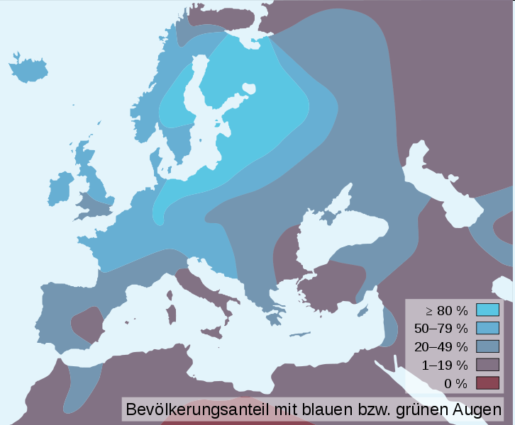 Výskyt v různých populacích v mnoha populacích se vyskytuje téměř pouze hnědá barva očí a hnědé zbarvení vlasů (např.