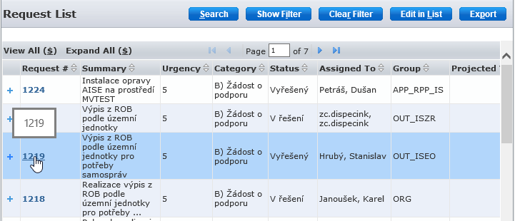 4.3 Analýza a řešení požadavku U přidělených požadavků se snaží operátor/řešitel najít příčinu a řešení, popřípadě využít dočasného řešení.