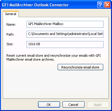 1. V poštovních složkách aplikace Microsoft Outlook klikněte pravým tlačítkem na poštovní schránku serveru GFI MailArchiver, kterou chcete nakonfigurovat, a vyberte možnost: Microsoft Outlook