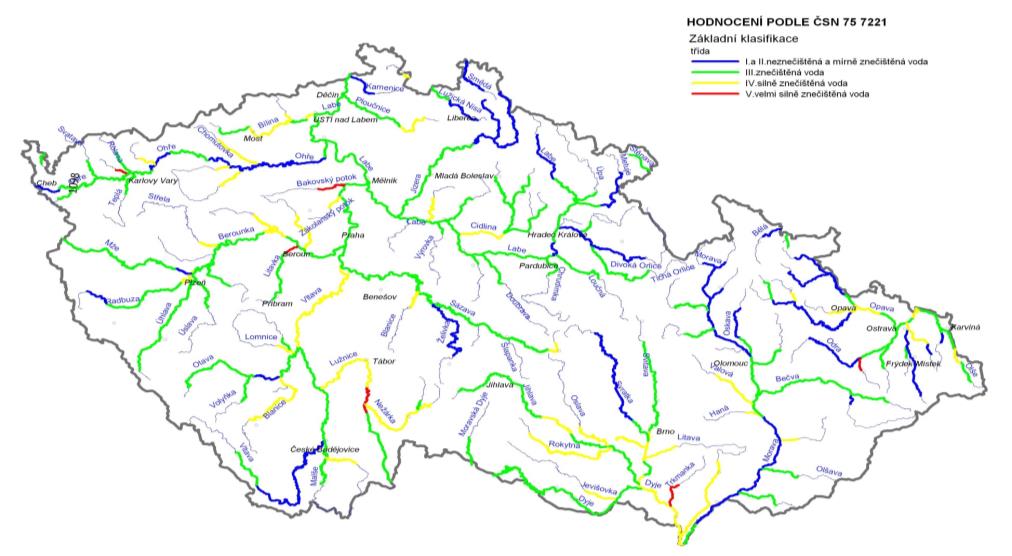 Jakost vody v tocích České republiky 1991 1992 v porovnání s