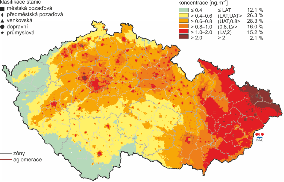 Zdroj: Znečištění ovzduší na území České republiky v roce 2013 (ČHMÚ, 2014) Zpřesňování map znečištění ovzduší Získané informace pomáhají