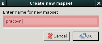 Vytvoření nového mapsetu v rámci lokace Nový mapset v rámci již existující lokace můžeme vytvořit dvěma způsoby: z uvítací obrazovky systému GRASS anebo Obrázek 7.