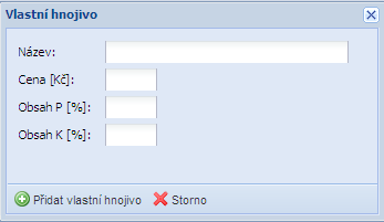 Obr 6. Editace ceny (červená šipka u editovaného záznamu) Do seznamu detailního výběru hnojiv lze přidat také vlastní hnojivo.