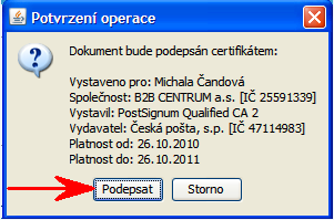 Obrázek 39 - Výběr certifikátu ze souboru Zobrazí se okno pro vyhledání certifikátu a zadání hesla k tomuto certifikátu (Obrázek 40).