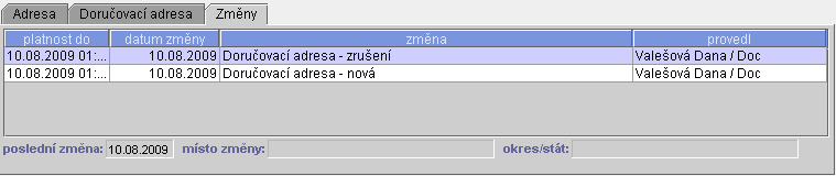 62 Zobrazí se formulář s vyplněnou doručovací adresou, provedou se požadované změny a uloží se tlačítkem OK-uzavřít.