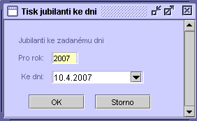 80 6. Tisk z náhledu provedete tlačítkem Tisk bez dotazu. Výběr věku Po zvolení tisku Jubilanti - Výběr věku se zobrazí okno pro zadání kritérií tisku. 1.