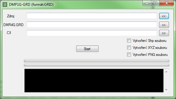 DMP1G_GRD Možnosti volání programu Vstupní parametry: Cesta k adresáři DMP1G v němž jsou data laserového skenování v textovém klasifikovaném tvaru (kategorie b-budovy, v-vegetace, h-výškové stavby)