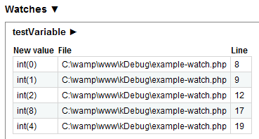 Strana 30 5 Bug buster declare(ticks=1); Debug::watch('testVariable'); $testvariable = 0; $testvariable = 1; Debug::showWatches(); Př 16.