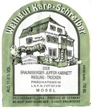 Nabídkový list Platný od 28.2.12 list 6 Vinařská oblast Mosel-Saar- Ruwer Obsah alk. Barva Obsah Originální plnění u výrobce - Erzeugerabfüllung Zbytk.cukr láhve l Vinařství : EA: Dr.