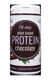 Protein Natural Protein Chocolate Fit-day plant based protein je přírodní zdroj bílkovin z hrachu a rýže.
