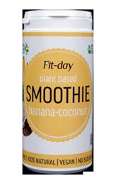Smoothie Green Fit-day plant based smoothie je kombi- Smoothie Grape-banana-apple Smoothie Banana-coconut nací přírodního zdroje bílkovin z hrachu a rýže se 100% sušenou zeleninou.