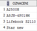 Vypište všechny produkty kromě produktu s označením A600N.