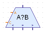 Slouží pro porovnání datových vstupů A a B Podle vyhodnocení vstupů zvolí řídící blok jednu z větví <, =, > Nelze použít pro