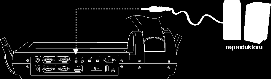 Připojení reproduktoru 3,5 mm konektor reproduktoru zapojte do portu. Podporované je pouze přehrávání. K výstupnímu zvukovému portu doporučujeme připojit reproduktor se zesilovačem.