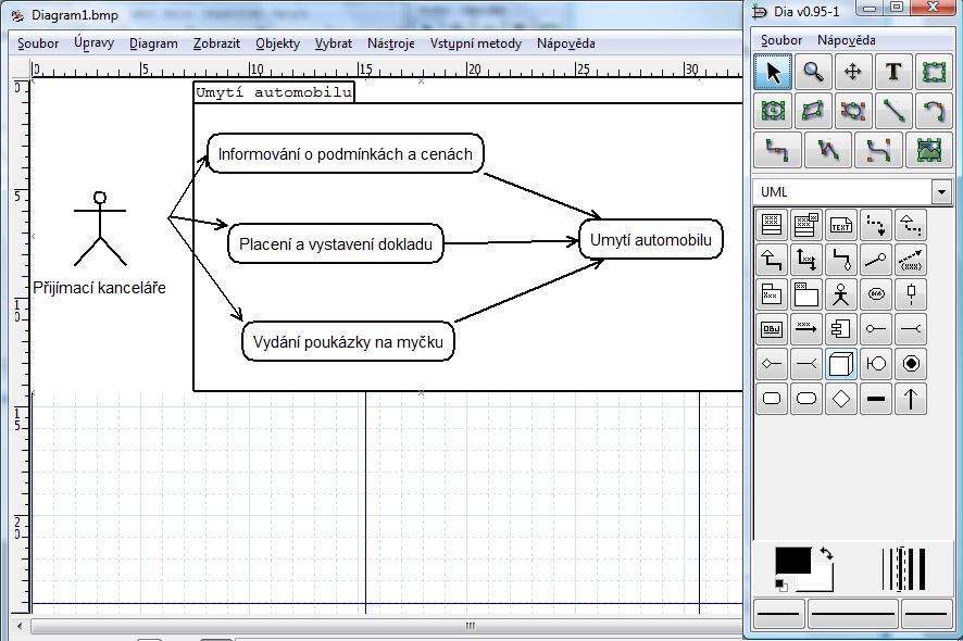 3.3.1. DIA Producent The GNOME Community Název DIA (Diagram creation program) Verze 0.97.1 Datum vydání Rok 2010 Distributor pro ČR - Cena a licencování GPL Demoverze - www odkaz http://live.gnome.