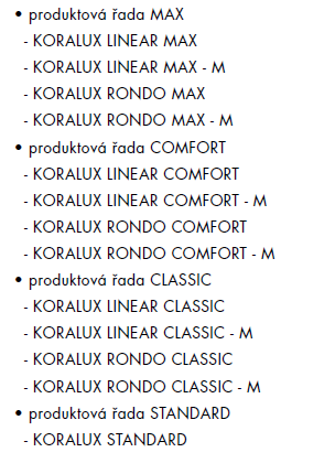Přehled modelů Koralux