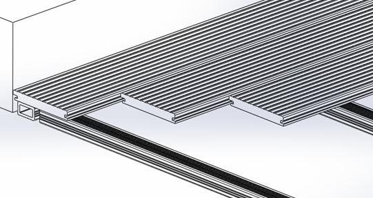 Maximální rozteč kotvících šroubů je 400 mm. Pokládka terasových desek Terasové desky ukládáme kolmo na ležící konstrukční hranoly.
