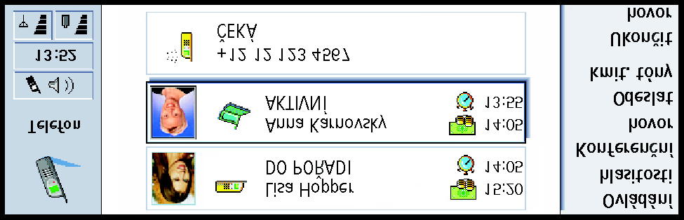 74 Telefon Na displeji mohou být zobrazeny maximálnì tøi hovory, aèkoli v jednu chvíli mù¾ete mít spojeny pouze dva hovory. Viz obrázek 19.