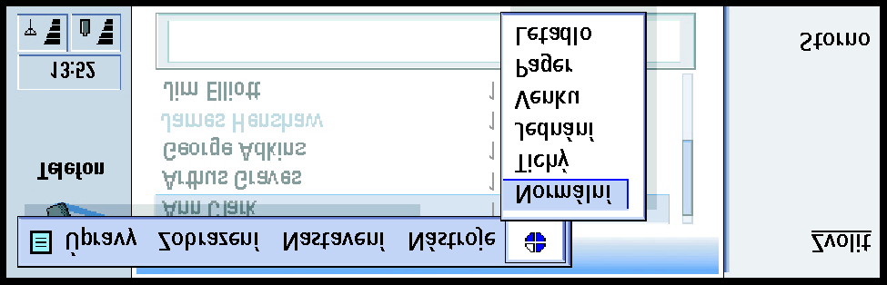 79 Telefon Ikona profilù Obrázek 21 Pro zvolení nebo upravení profilu stisknìte tlaèítko Menu a zvolte Nastavení > Profily.