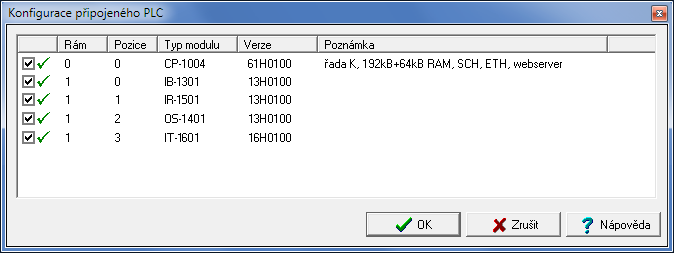 Automatická konfigurace PLC 7. Obsluha PLC Pokud máme fyzicky k dispozici sestavu PLC, kterou chceme konfigurovat, zapneme napájení PLC a navážeme komunikaci s PLC.