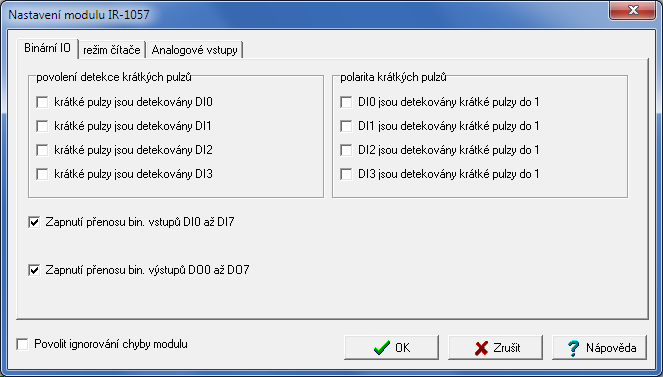 4. Periferní část IR-1057 Obr.4.7 Konfigurace základního modulu CP-1004 Binární vstupy Stav binárních vstupů obsahuje proměnná DI.