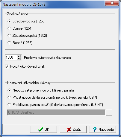 5. Integrovaný displej OI-1083 Obr.5.2 Konfigurace základního modulu CP-1014 Obr.5.3 Konfigurace displeje OI-1083 (resp.